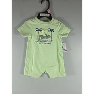 Garanimals Boy's Romper Green Gator 0-3mo NEW Sleep Play Summer Casual
